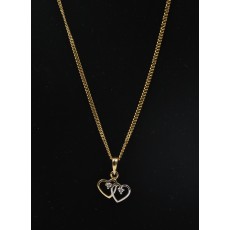 18K Gold Chain with Heart-in Design Diamond Pendant 